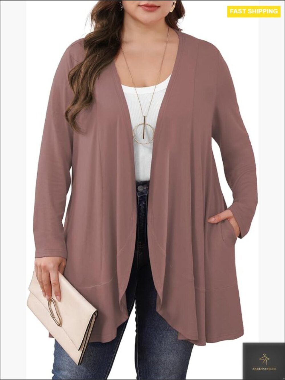 Womens Plus Size Lightweight Long Sleeve Open Front Cardigan Flowy Cover Up